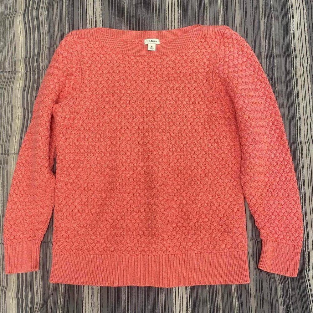 Ll Bean Orange Cable Knit sweater